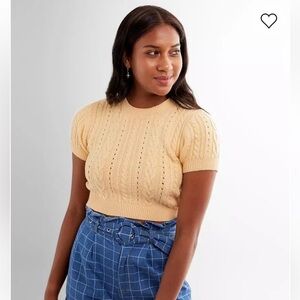 Free People cable knit crew top Size S